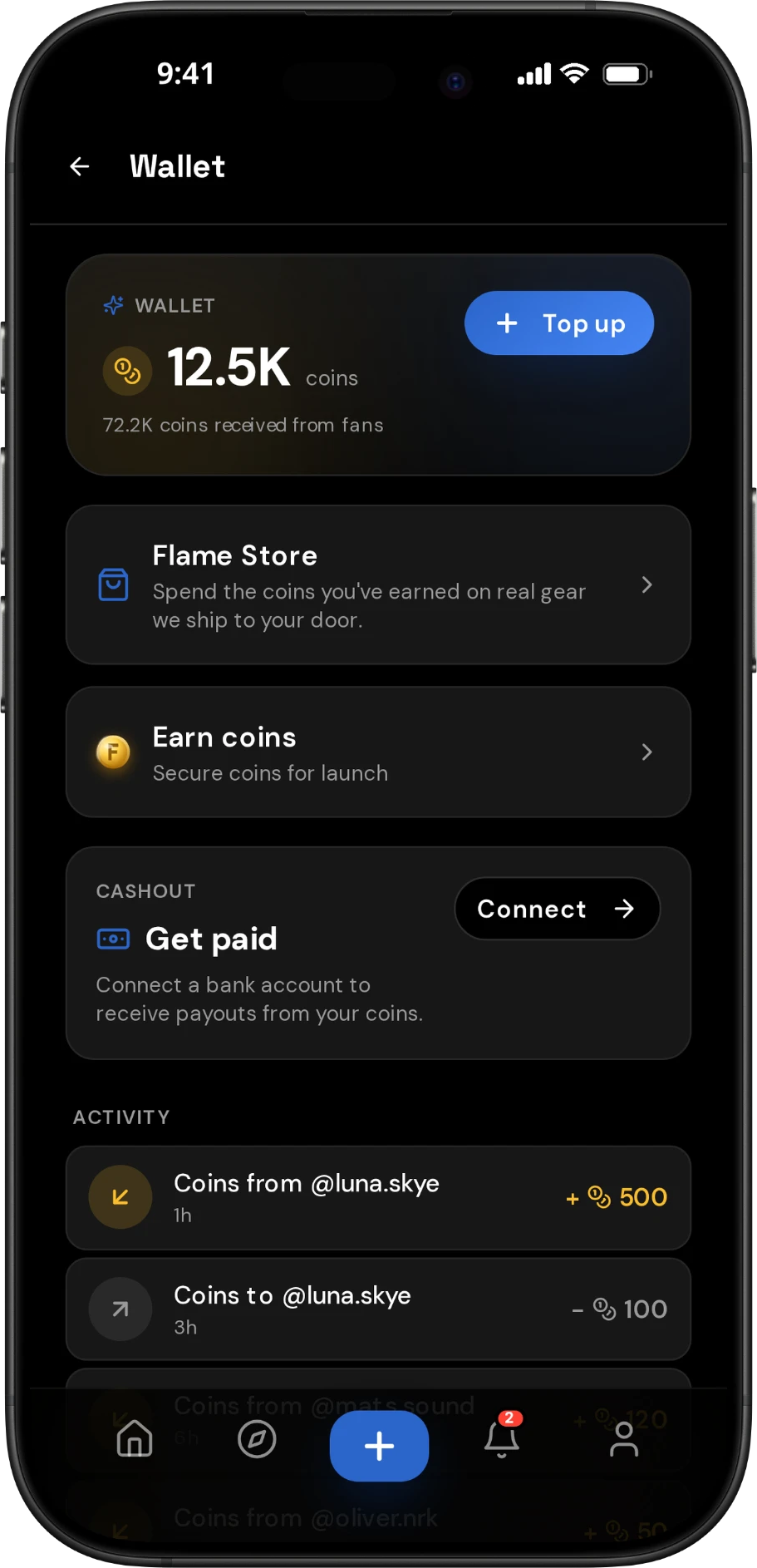 Flame app screen